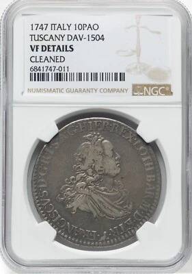 ITALY/ITALIAN STATES TUSCANY 1747 FRANCESCONE SILVER COIN, NGC CERTIFIED VF DET. - Image 1 of 2