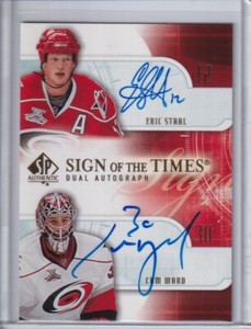 2008-09 SP Authentic Sign of the Times Duals #SW Eric Staal / Cam Ward DUAL AUTO