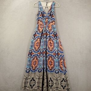 Maeve Dress Womens 2 Anthropologie Silk Maxi Paisley Lined Smocked Zip