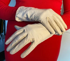 Elegante Lederhandschuhe Damen weiß 7 - Bild 1 von 13