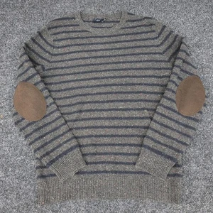 Suéter J Crew Para Hombres Grande Lana de Cordero Gris Moteado Rayas Codo Parches Preppy - Imagen 1 de 10