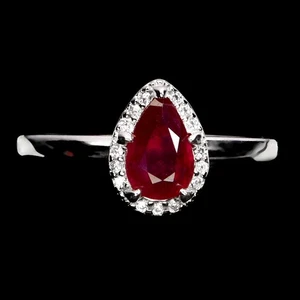 925 Sterling Silver Ring Pear Ruby 7x5mm Natural Gemstone No USA Import Fees - Picture 1 of 14