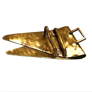 Vintage 80s Gold Tone Metal Belt Buckle - Picture 1 of 6