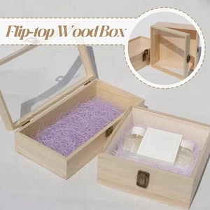1pcs Flip-top Wood Box Acrylic Transparent Window Gift Jewelry Candy Storage Box - Picture 1 of 18