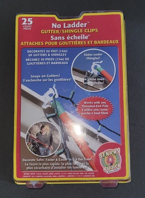 No Ladder Gutter/Shingles Clips for Christmas Lights 25 Count Box New - Image 1 of 4