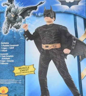 RUBIES DC COMICS BATMAN DARK KNIGHT MUSCLE COSTUME MASK SIZE 10-12 CHILD LARGE - Image 1 of 4