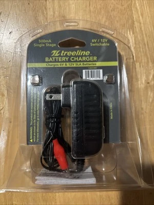 Cargador de batería 6V / 12V SLA 500mA clips de cocodrilo línea de árbol conmutable Foto 1 de 2