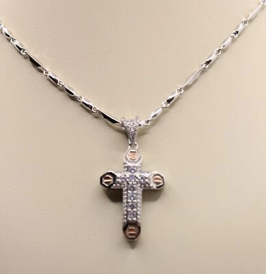 CIONDOLO CROCE VITI ARGENTO MM 20X32 COLLANA CHICCHI CM 60 GR. 8 UNISEX EXPLOIT - Immagine 1 di 4