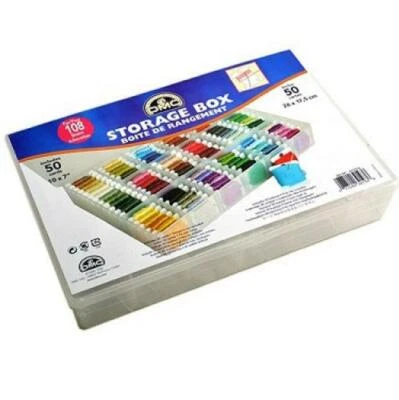 DMC STORAGE BOX FOR 108 SKEINS WITH 50 BOBBIN CARDS IDEAL FOR STORING COTTONS - Image 1 of 3