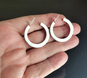 Erick's Sterling Silver I.4 In. Wide Hoop Earrings Taxco.925 - Picture 1 of 4