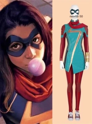 Marvel Comics Ms Marvel Kamala Khan Cosplay Superhéroe Conjunto Disfraz Halloween Foto 1 de 4