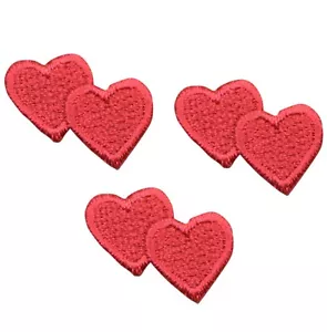 Mini Double Hearts Applique Patch - Red Heart Love Embroidered Badge 1" 3-Pack - Picture 1 of 1