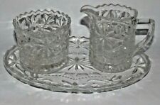Clear Depression Glass Oval Tray Jug & Sugar Crown Crystal No 6316 c1930 Tea Set