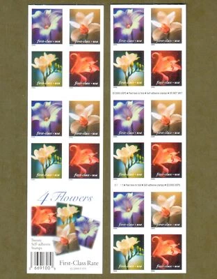Undenominated Flowers Booklet Pane of 20 US 34 Cent Stamps MNH 2000 Scotts 3457e - Image 1 of 4