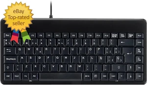 PERIBOARD-409P ES Mini Teclado Con Cable Ps2-314X146X20Mm - Negro - QWERTY Españ - Picture 1 of 12