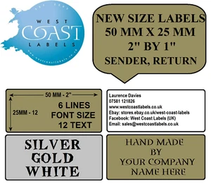 Pegatinas personalizadas impresas etiquetas de dirección pegajosas oro blanco plata 50 X 25 MM - Imagen 1 de 12