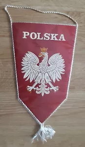 Pennant Pallamano Vintage Federazione della Polonia Taglia 15x28cm - Foto 1 di 2