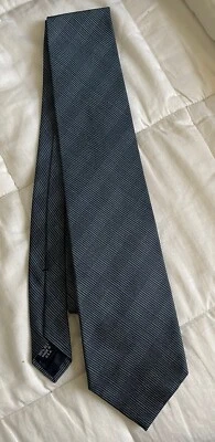 Structure Mens Necktie Blue Tie Silk Woven Stripe Plaid Classic 3 5/8” X 58” - Image 1 of 3