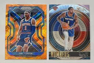2020-21 Panini Prizm Orange Ice Rookie Obi Toppin #280 + Select Numbers #7