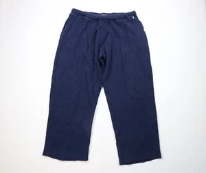 Vintage Ralph Lauren Mens XL Faded Thermal Waffle Knit Wide Leg Pants Blue - Picture 1 of 11