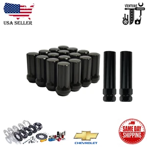 24PCS BLACK 7-SPLINE 14X1.5 LUG NUT + KEY FOR CHEVROLET SILVERADO 2500 3500 HD - Picture 1 of 3