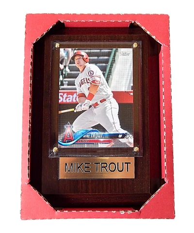 Mike Trout Mounted 2018 Topps Trading Card Wooden Plaque Cover