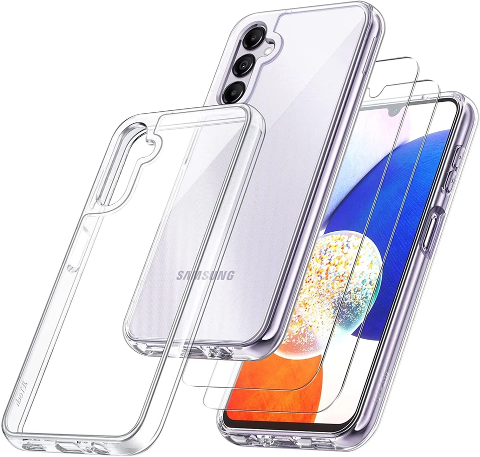 Hülle + 2X Schutzglas für Samsung Galaxy A14 5G Panzerfolie Full Screen Case 9H