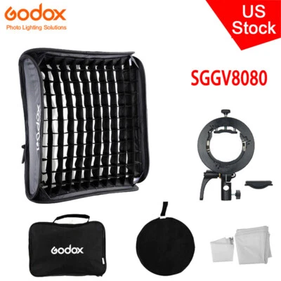 US Godox 80X80cm Foldable Flash Softbox With Grid+S2 Bracket Fr AD100Pro V1 V860 - Image 1 of 4