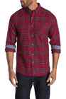 Heritage Plaid Flannel Button Down Collar Long Sleeve Shirt, Red, Size M