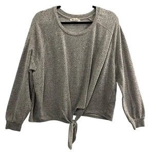BILLABONG Women Crop Sweatshirt Sz M Gray Tie Front Long Sleeve Beach Nights 2-8 - Picture 1 of 9