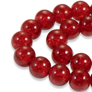 10 mm Rot Rund Glas Crackle Perlen, Urlaub Schmuck Weihnachten Perlen 30er Pack - Bild 1 von 4