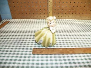 Statuetta Vintage LEFTON Ragazza KW843B Abito Verde Rosa Capelli - Made in Japan - Foto 1 di 4