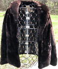 Vintage 1950’s Chocolate Brown Cropped Open Front Faux Fur Teddy Bear Coat Small