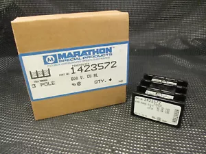 (QTY 1) MARATHON 1423572 3-POLE POWER DISTRIBUTION BLOCK 2/0-#14 600V - Picture 1 of 6