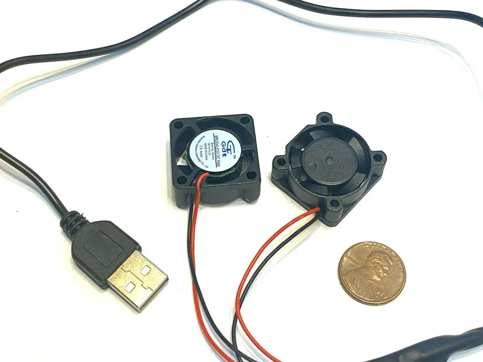 2 fans on 1 usb fan 5v computer mini small  2510 GDStime 25mm x 10mm  B9 - Image 1 of 1