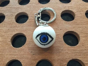 Vintage | Eye | Blue & Black Print on White Marble Keychain - Picture 1 of 4