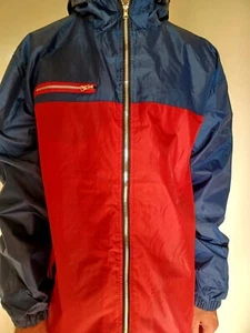 Strong Long Windbreaker Rain Coat Jacket w/Hood Navy Red fits size XL - Picture 1 of 4