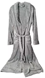 New Touche Robe Plush Size Large Unisex Gray Belted 2 Pockets Soft Breathable - Picture 1 of 7