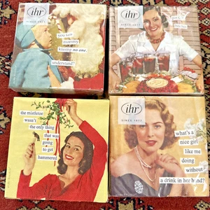 Lot of 80 assorted Funny Cocktail Napkin - Anne Taintor Holidays/Wine - Picture 1 of 9