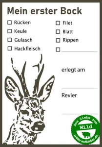 Spezial Tiefkühletiketten Rehwild "Mein erster Bock" für Jäger - Bild 1 von 1