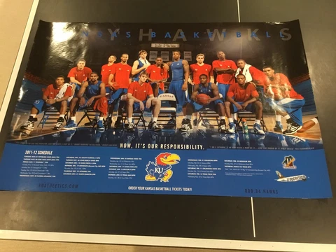 Vintage 2011-2012 University Of Kansas Basketball Team Poster 24x 36 Cover