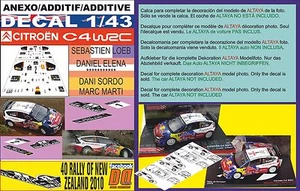 ANEXO DECAL 1/43 CITROEN C4 WRC LOEB & SORDO R.NEW ZEALAND 2010 3rd & 5th (02) - Imagen 1 de 1