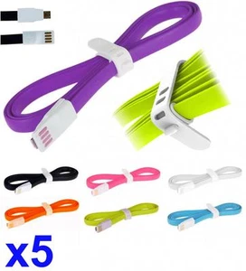 Cable cargador de sincronización de datos micro USB de silicona fideos de 5x 4 ft para SAMSUNG, HTC, LG - Imagen 1 de 10