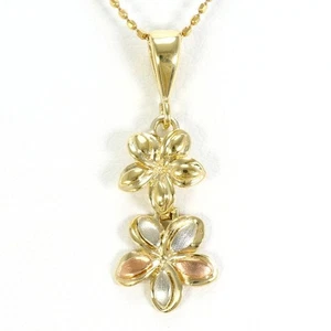 10K Yellow gold White Pink Necklace About1.8g About39cm Free shipping Used - Picture 1 of 5