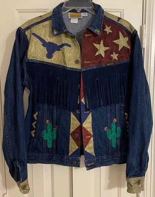 Chaqueta de Camionero Denim Dickies Branders Años 80 De Colección Talla 40R Texas Arte Personalizado RARA Foto 1 de 4