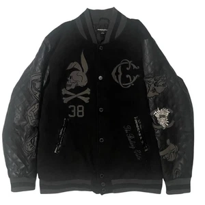 Crooks and Castles All Black Medusa Varsity Bomber Jacket Size Large - Picture 1 of 7