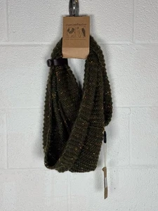 Justin & Taylor Olive Knit Infinity Scarf w/ Leather Bracelet Accent NWT - Picture 1 of 8