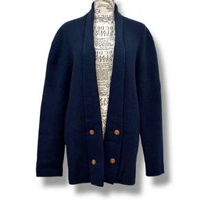 Vintage Calvin Klein Navy 100% Virgin Wool Chunky Open Front Cardigan Size S / M - Bild 1 von 6
