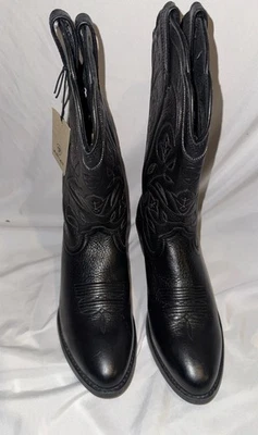 Bota de cuero occidental Ariat para mujer negra Deertan Heritage punta R talla 6 B mediana Foto 1 de 4