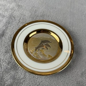 Art Of Chokin Deko Teller Delfine 24 K Goldrand Made In Japan Vintage - Bild 1 von 10